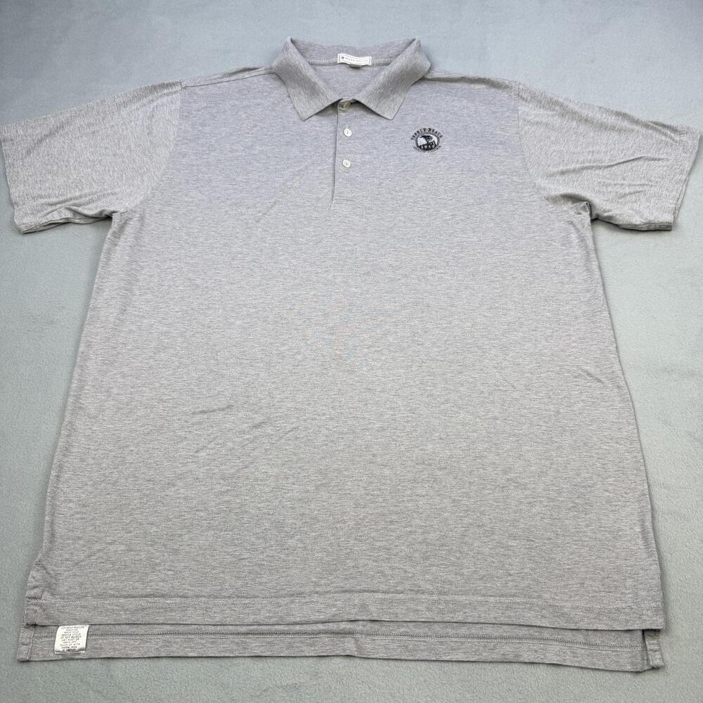 Peter Millar Polo Shirt Mens 2XL Gray Pebble Beach Golf Links Cotton Knit Top